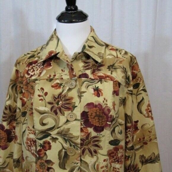Coldwater Creek Floral Light Weight 100% Cotton Jacket S - Picture 2 of 5